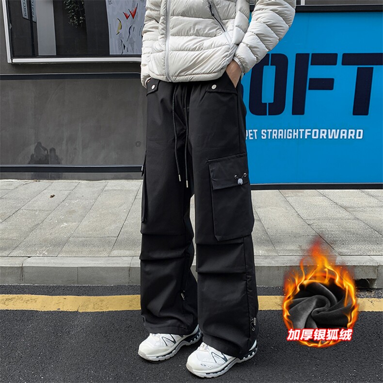 防水工装拖地裤保暖银狐绒男潮牌中性伞兵裤K1302J加绒-特P50控98，男装棉衣，电商A001