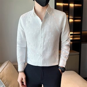 秋冬社会小伙店主风提花长袖衬衫301A-1/CS456/P55图片