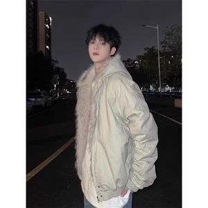 山雕大毛领棉衣男冬季美式高级感加绒加厚连帽棉服外套 M294图片