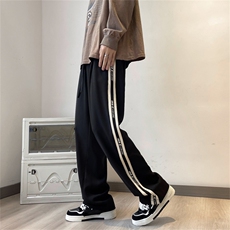 夏季美式vibe高街条纹裤子男款潮牌垂感宽松直筒休闲裤K7257-P38，男装休闲裤，星座512-3