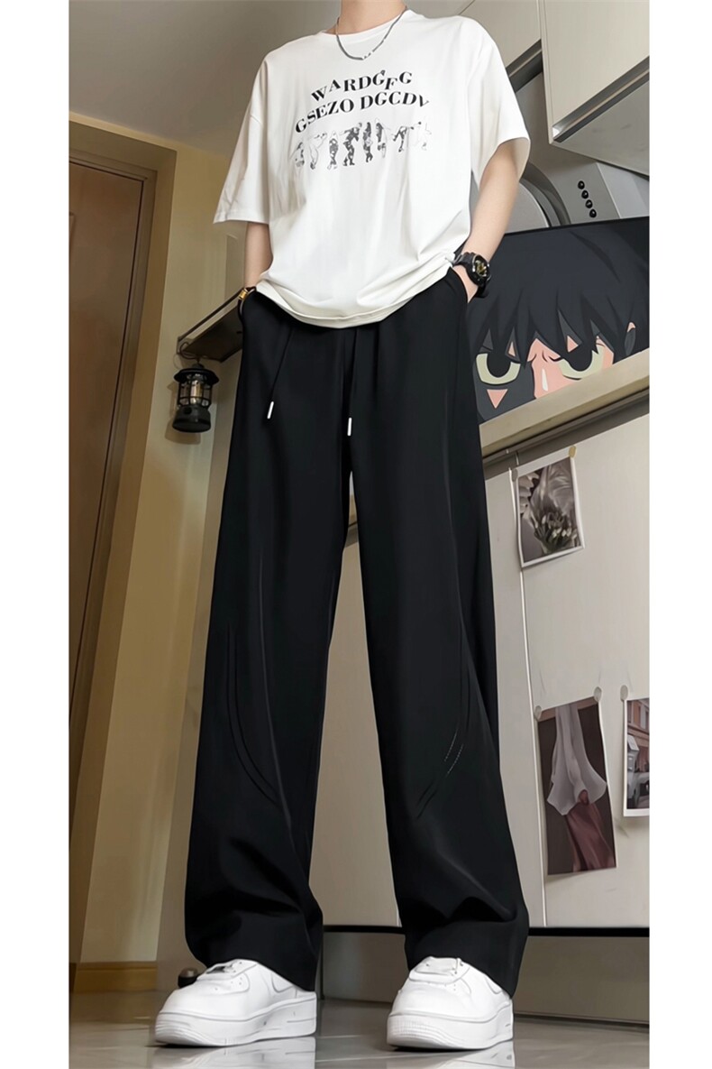 夏季新款激光打孔透气休闲裤男女简约直筒垂感阔腿裤501-P38控59,男装休闲裤,电商C305A