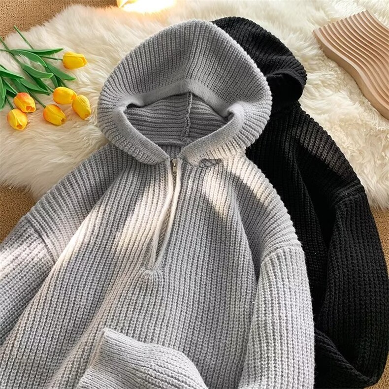得物品质秋男连帽毛衣拉链针织衫打底外套M114P58,男装针织衫/毛衣,星座1013-1