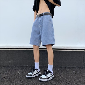 夏季牛仔短裤男士五分裤男款高街破洞直筒中裤5分裤马裤 N3106图片