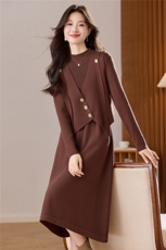 2025法式洋气毛衣马甲外套+针织长袖打底裙套装秋季温柔气质显瘦，女装羊毛衫，艾米