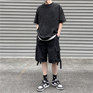 工装牛仔短裤美式复古潮cityboy过膝五分裤A061-YJ6888-P50图片