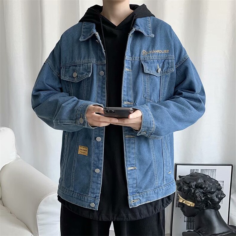 港风秋冬季新款外套宽松韩版上衣休闲百搭牛仔夹克男JK211/P55,男装夹克,电商D202-1