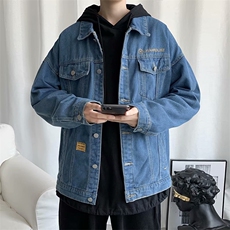 港风秋冬季新款外套宽松韩版上衣休闲百搭牛仔夹克男JK211/P55，男装夹克，电商D202-1