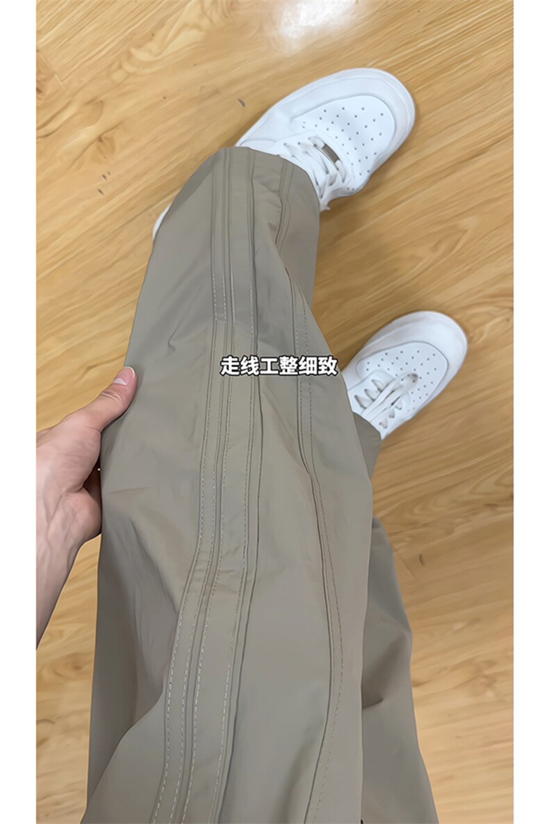 港风细格纹三杠织带褶皱设计大码M-5XL速干休闲裤CK78059P55控88,男装休闲裤,星座226-1