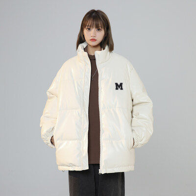 美式复古PU皮2025冬新款棉服女宽松立领加厚面包服棉衣 CC028-100图片