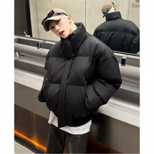 美式复古黑色立领面包服棉衣冬季加厚外套潮牌短款棉服MY98-P118，男装棉衣，电商C307