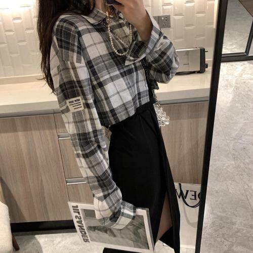 格子短衬衫，女装衬衫，XTZ style