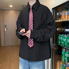 C9090/P40春装新款长袖衬衫男简约纯色大码休闲痞帅衬衣百搭上衣，男装衬衫，电商A141