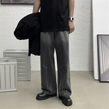 高街阔腿裤男韩版宽松设计感渐变漆点潮流牛仔裤513-3-NK176-P58，男装牛仔裤，星座512-1（原513-3）