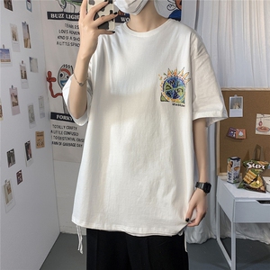 1港风圆领青春休闲大码运动日系原宿潮流男士短袖宽松7800F35控49图片