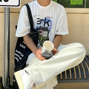 816B-T1008-P35 夏季韩版短袖T恤男美式大码印花百搭体恤上衣图片