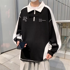春秋季polo领卫衣男宽松潮流港风百搭长袖上衣外套W015-P40，男装卫衣，星座308B-2