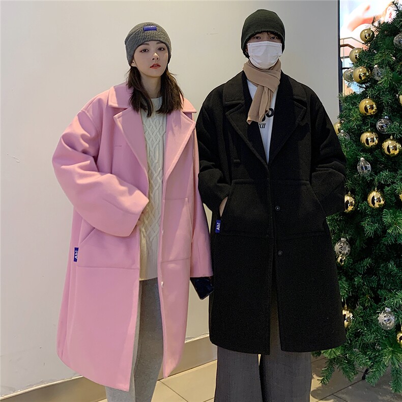 EY111中长款垂感毛呢大衣外套男女学院风呢子大衣情侣装冬装P98,男装毛呢大衣,电商C306-1