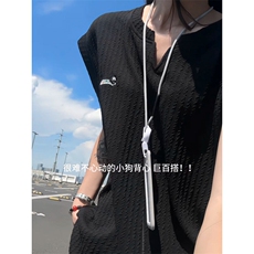 XZ809A/SSS10/P35/控48肌理感腊小狗绣花背心T恤，男装背心/马甲，星座809A(原222-1)