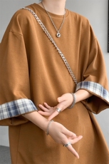 8XL-M特大码短袖男夏季高品质冰丝五分袖拼色宽松大码T恤DX308P38，男装T恤，电商D206-1