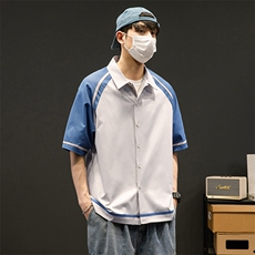 2023夏季新款t恤潮流灰墙短袖男宽松衬衫半袖时尚百搭cs3506-p45，男装衬衫，星座717