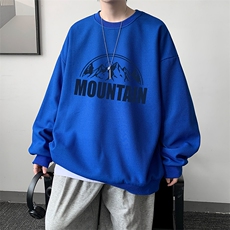 华夫格卫衣圆领卫衣男大码长袖t恤男外套HW76255-P30加绒款-P40，男装卫衣，电商A040