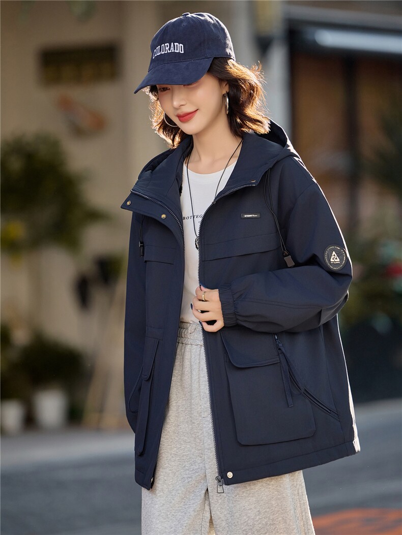 工装风休闲连帽派克服女中长款2025秋冬新款加绒加厚保暖棉服外套,女装棉衣/棉服,悦祺