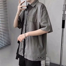 短袖衬衫男士港风日系工装衬衣夏季薄款宽松潮牌ins百搭休闲外套，男装衬衫，星座1013