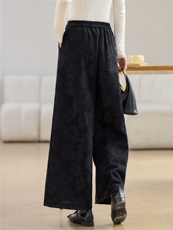 长期有货提花加绒加厚休闲阔腿裤休闲直筒哈伦裤裙裤女宽松显瘦潮，女装休闲裤，璐依舞
