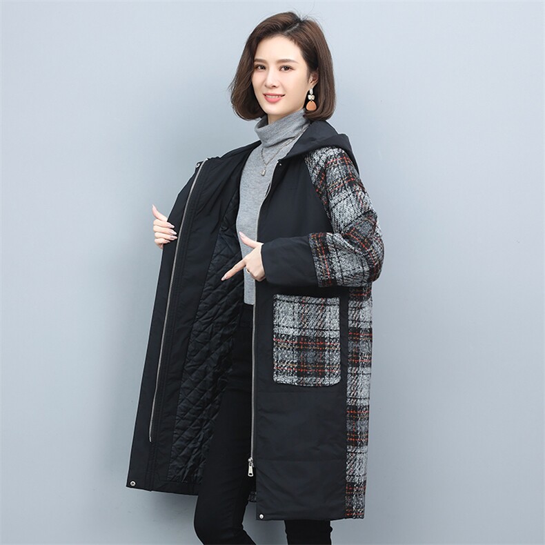 2022冬季新款女装时尚休闲保暖宽松舒适中长款女拼接,女装毛呢外套,叶笙衣