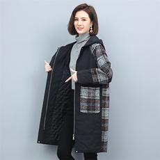 2022冬季新款女装时尚休闲保暖宽松舒适中长款女拼接，女装毛呢外套，叶笙衣
