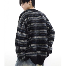 条纹提花圆领落肩袖男女毛衣秋冬潮牌新款百搭针织上衣MY35，男装针织衫/毛衣，星座1116A（原606A-3）