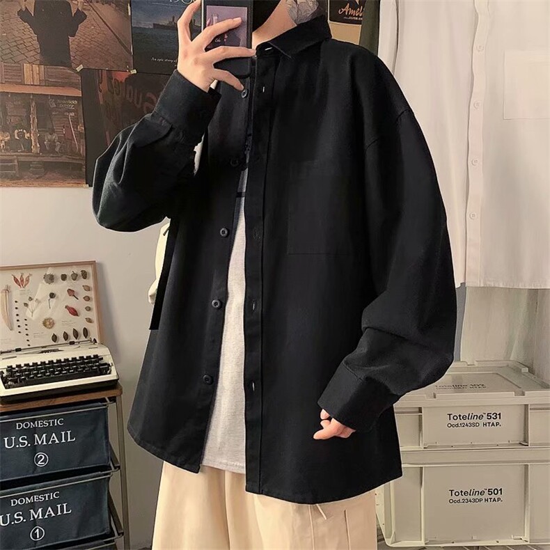 工装衬衫男生春秋季外套痞帅气长袖上衣服百搭ins潮流C0888-p40,男装衬衫,星座1008