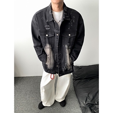 得物二开美式复古破洞牛仔外套高街水洗工装夹克上衣JK1297-P78，男装工装外套，星座1103-3