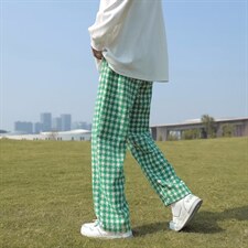 218-1-P40-D1868新款时尚休闲宽松格子直筒裤，男装休闲裤，四季星座218-1