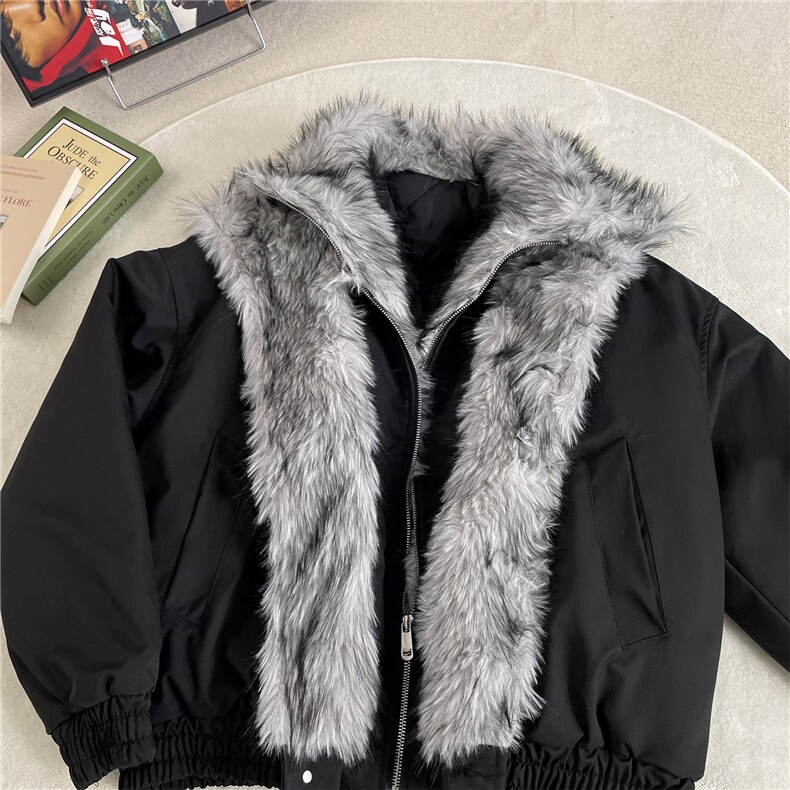 男装加厚加绒立领假两件棉衣冬装情侣外套XZ212-QW3018-P105，男装棉衣，星座212