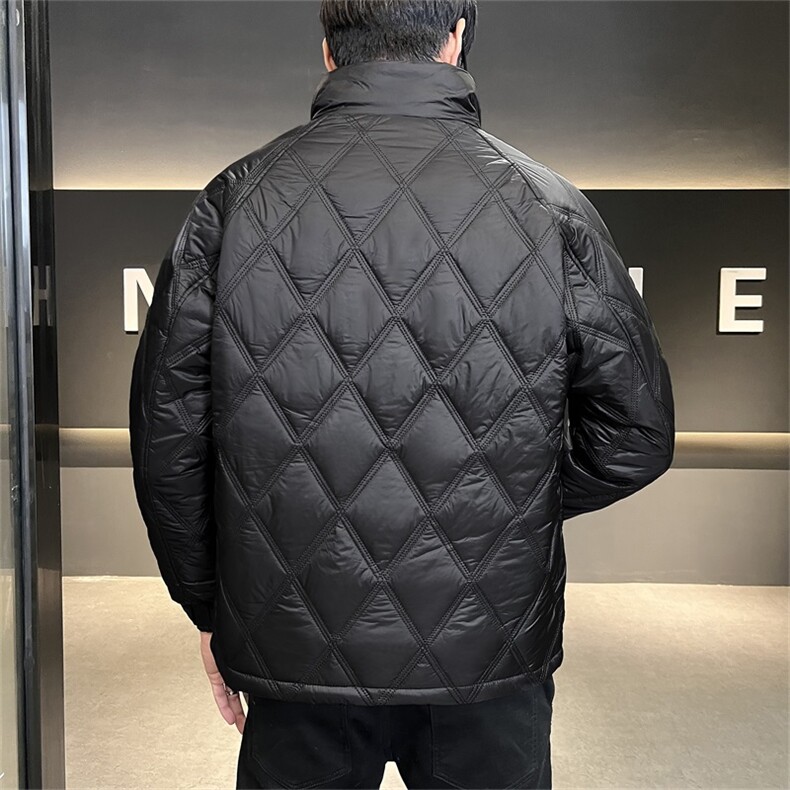 2025冬季新款立领菱形加厚休闲棉服保暖棉衣修身外套M8906-P150,男装棉衣,电商A413