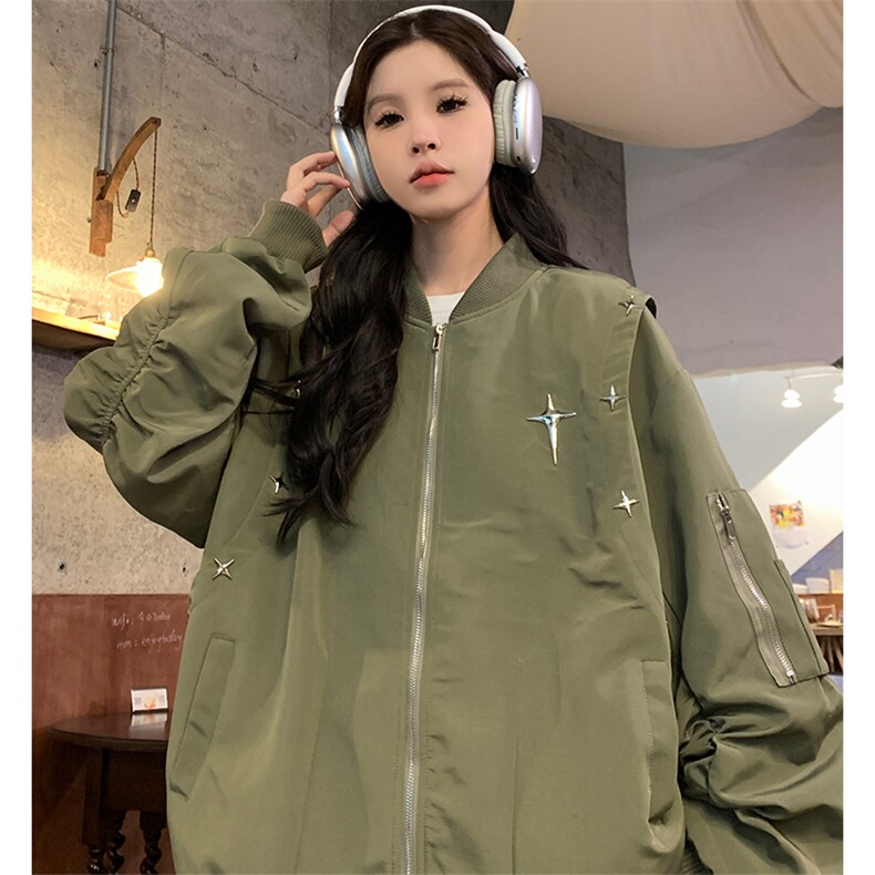A137-P88 美式复古街头飞行员夹克棒球服男女休闲工装图片
