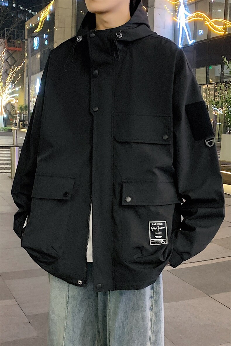 新款现货连帽冲锋衣宽松大码夹克男DSA157B-J181-P60,男装夹克,电商A157B