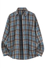 春季新款（跨境电商）格子男女情侣款潮流宽松格纹衬衣，男装衬衫，星座1107-1