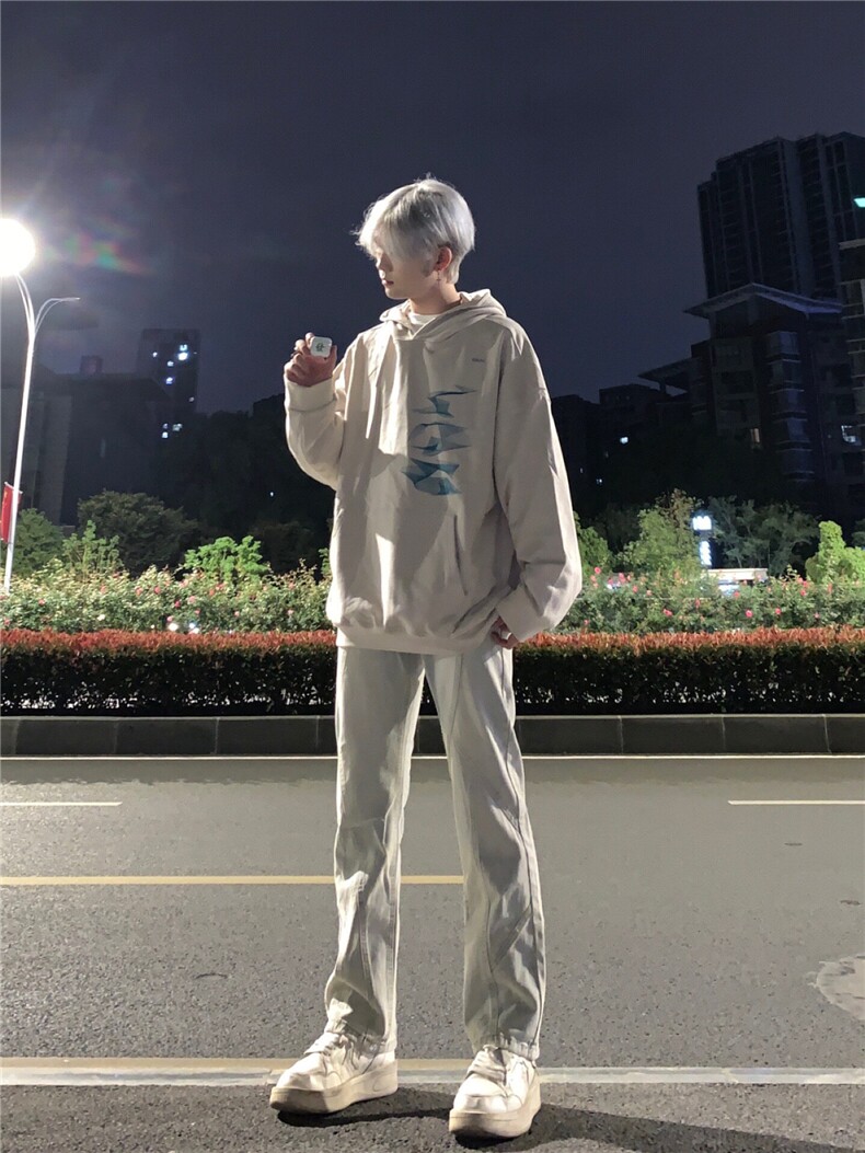 美式高街vibe拼接黄泥牛仔裤修身直筒裤XZ310A-4-NZ27控78,男装牛仔裤,星座310A-4