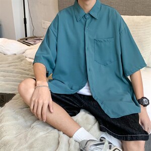 短袖衬衫春款男港风潮流弹力C044P33图片