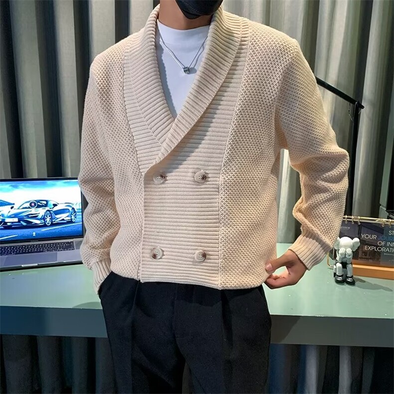 春秋季男士青果领毛衣韩版潮流宽松开衫简约针织衫休闲百搭外套男,男装针织衫/毛衣,星座1013