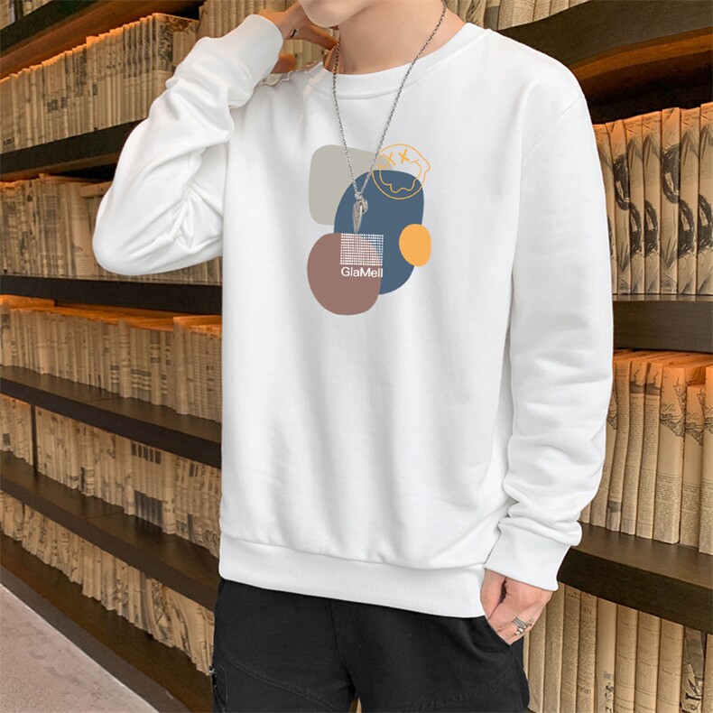 现货量大有差2025秋季新款男士潮流卡通印花圆领卫衣黑色F087-P15,男装卫衣,星座1816-2（原1210–2）