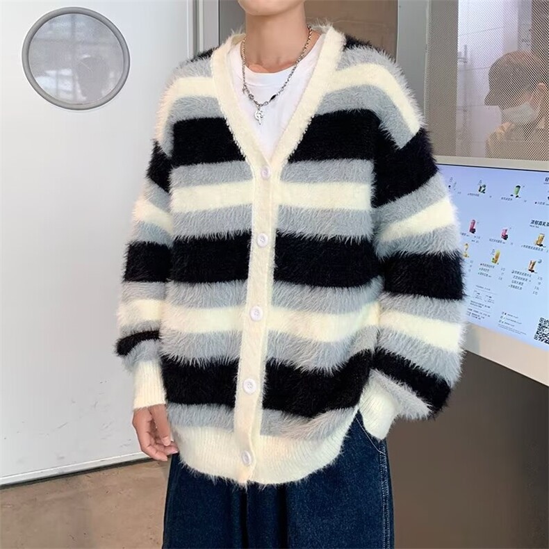 B334P68秋装条纹毛衣开衫休闲外套男装时尚学院风,男装针织衫/毛衣,星座512-6