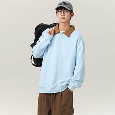无影墙2025新款秋冬POLO领卫衣复古撞色翻领卫衣VE55159-P40，男装Polo衫，星座717