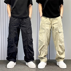 潮牌美式高街痞帅工装裤男士2025夏季新款潮流大口袋设计感阔腿裤，男装工装外套，星座506A