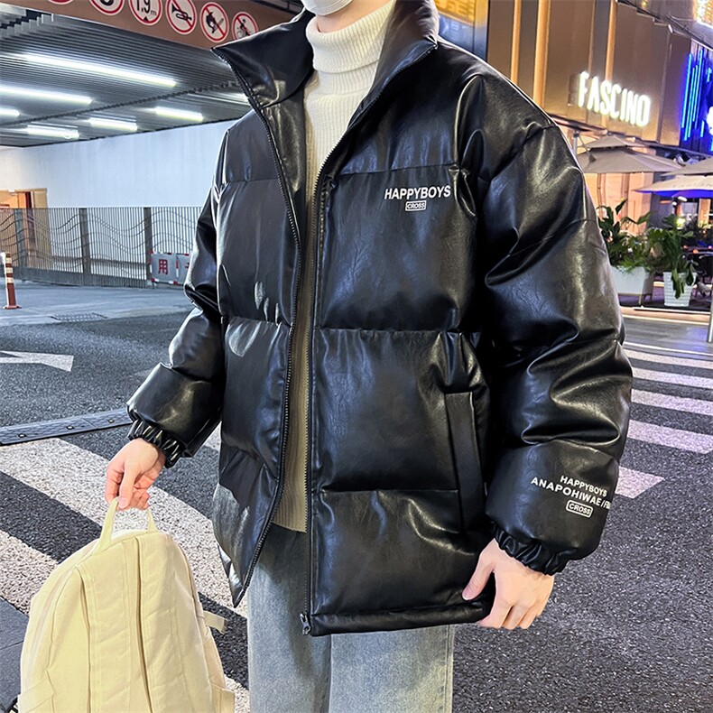 新款立领pu皮印花棉衣男秋冬季加厚面包服外套保暖棉服MY613-P115，男装棉衣，星座505-3