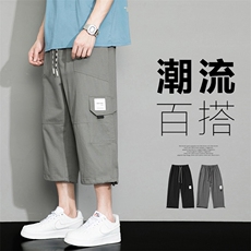 2023夏季新款日系灰墙大码休闲工装七分裤M-5XHK22259-P40，男装休闲裤，电商A022