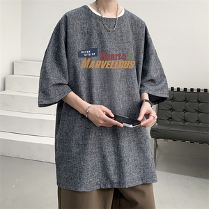 风复古亚麻短袖男棉麻t恤男半袖 ZT71384-P35图片