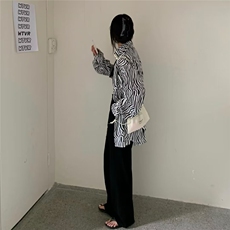 网络图现货斑马纹衬衫ins秋季潮流衬衣宽松港风痞帅外套RA913-P55，男装衬衫，星座1005-6
